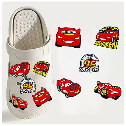 10PCS McQueen Series Shoe Charms For Clogs Cartoon Shoes Accessories Decoration For Sandal Boy Girl Party Gift Favors