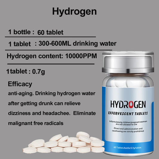 Active H2 Molecular 10000PPB Miracle Hydrogen Water Tablets Alkaline ORP Healthy Drinking Improve Immunity Anti-Aging 60 Tablets