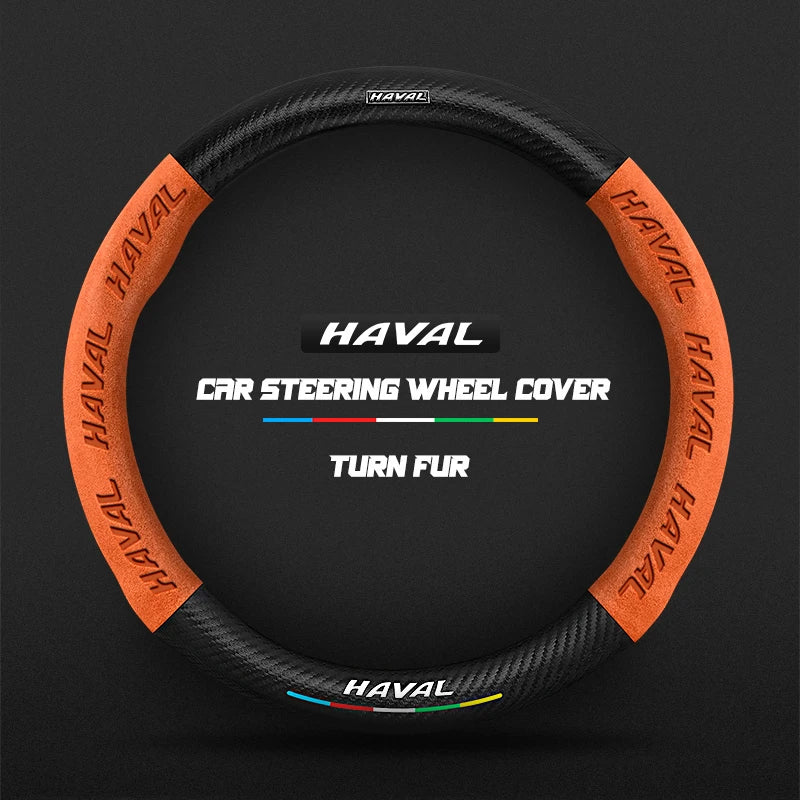 38cm Suede Leather Car Steering Wheel Cover for Haval H1 H2 H3 H4 H5 F7X H6 H7 H9 GMW M4 M6 F7 F50 C50 2011-2023 Jolion