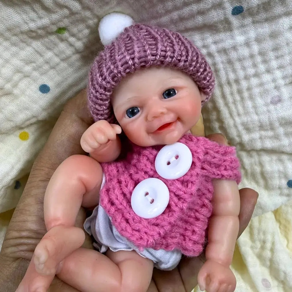 Many Options 6 Inch Chubby Vivienne Silicone Reborn Baby Doll 15CM Palm Mini Full Squishy Soft and elastic Solid Silicone Doll