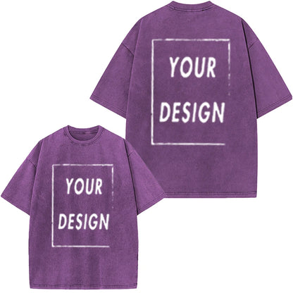 Men's and Women's Cotton Washed T-Shirt Custom Printed T-Shirt 230G Top DIY Your Favorite Pattern or Logo Fashionable Custom Top
