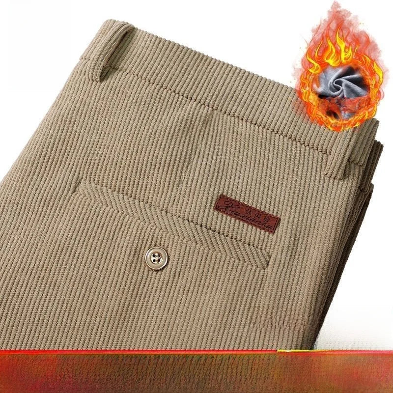 Corduroy Men's Straight Leg Warm Winter Pants Loose Fit Casual Trousers Comfortable Autumn Winter Fashion Trend Brand