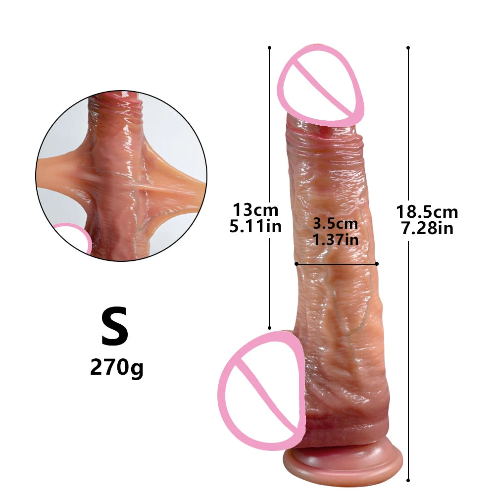 Sliding Foreskin G Spot Stimulate Realistic Simulation Dildo Soft Silicone Penis Huge Dick Suction Cup Sex Toy For Women Men