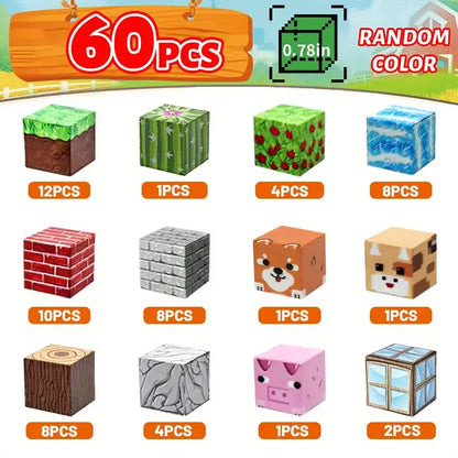 Magnetic Building Blocks Toy Mine World Stacking Create Forest House Architecture Cube Set Creativity Best Gift for Boy Girl Kid