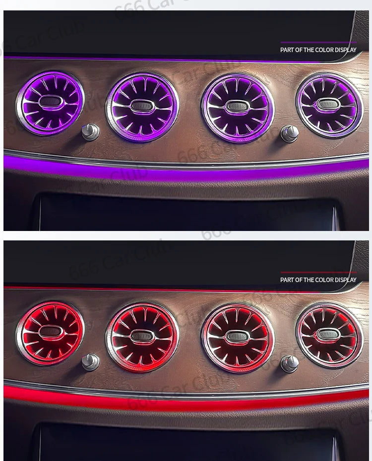 256 Colour LED Vents For Mercedes Benz C Class W205 W447 W213 W156 W117 W176 Bluetooth APP Control Car Nozzle Turbine Air Outlet