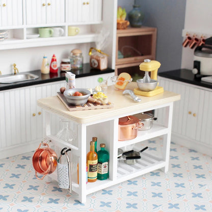 1/12 Doll House Furniture Miniature Wooden Console Table Cabinet Kitchen Room Sideboard Bathroom Living Room Shelf For Dollhouse