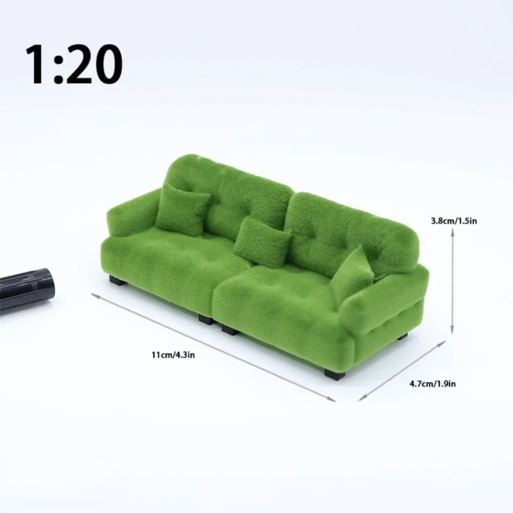New 1:12 1:20 1:30 Flocking Sofa Model Simulation Dollhouse Decoration Living Room Furniture Mini Sofa House Accessories
