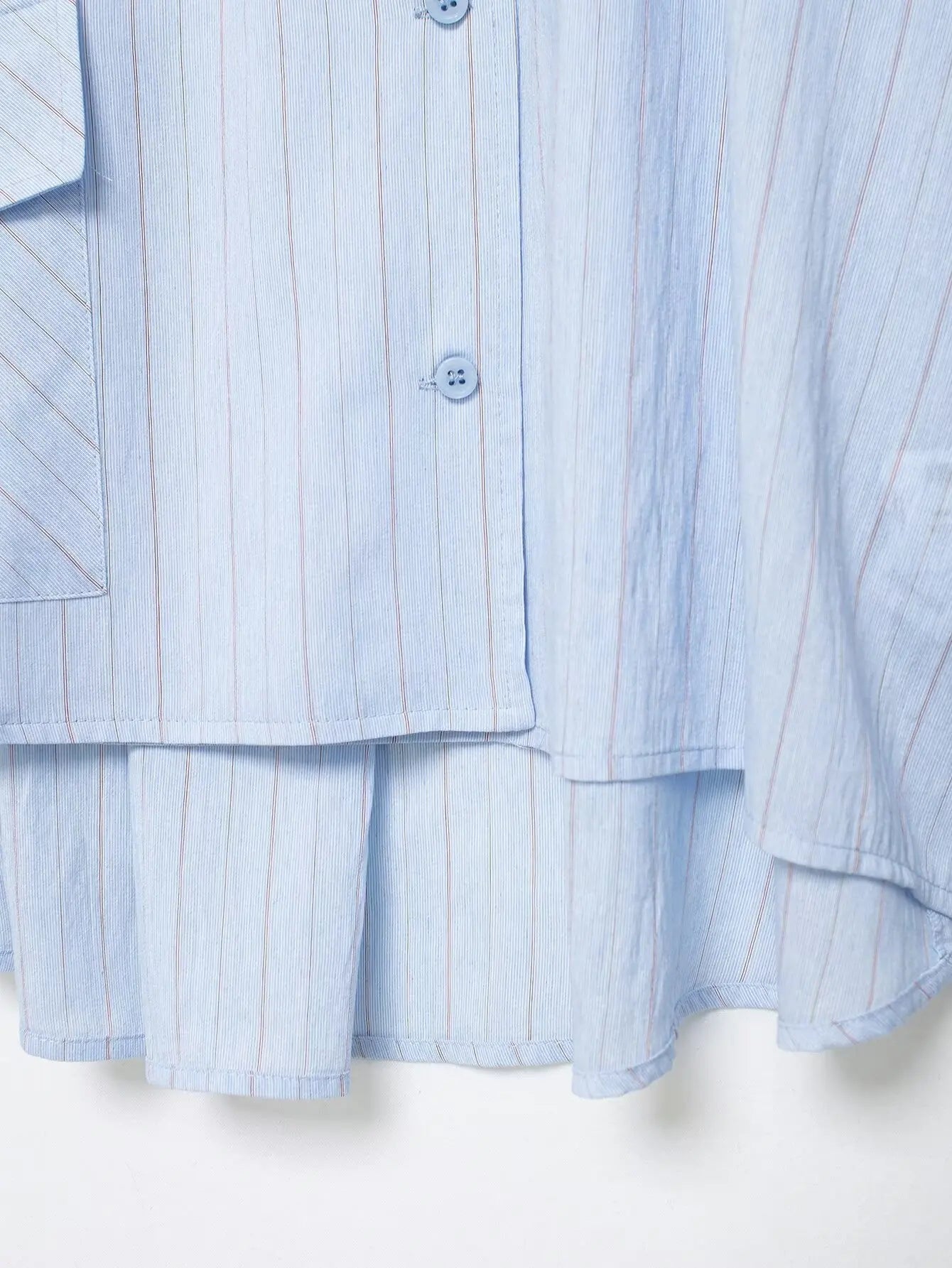 Women's Striped Shirt with Pocket New Spring Long Cuffed Sleeve O Neck Simple Women Shirt & Blouses Asymmetric Hem Female Tops