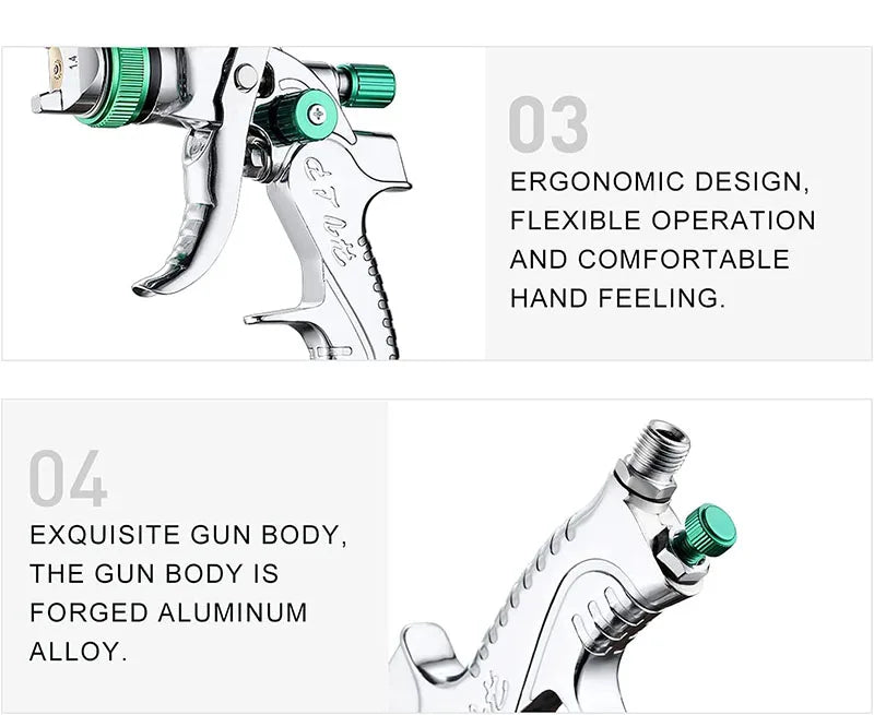 HVLP Professional Spray Gun 1.4/1.7/2.0/2.5mm Steel Nozzle Gravity Spray Gun Portable Car Paint Spray Gun DIY Spray Paint Kit