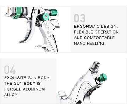 HVLP Professional Spray Gun 1.4/1.7/2.0/2.5mm Steel Nozzle Gravity Spray Gun Portable Car Paint Spray Gun DIY Spray Paint Kit