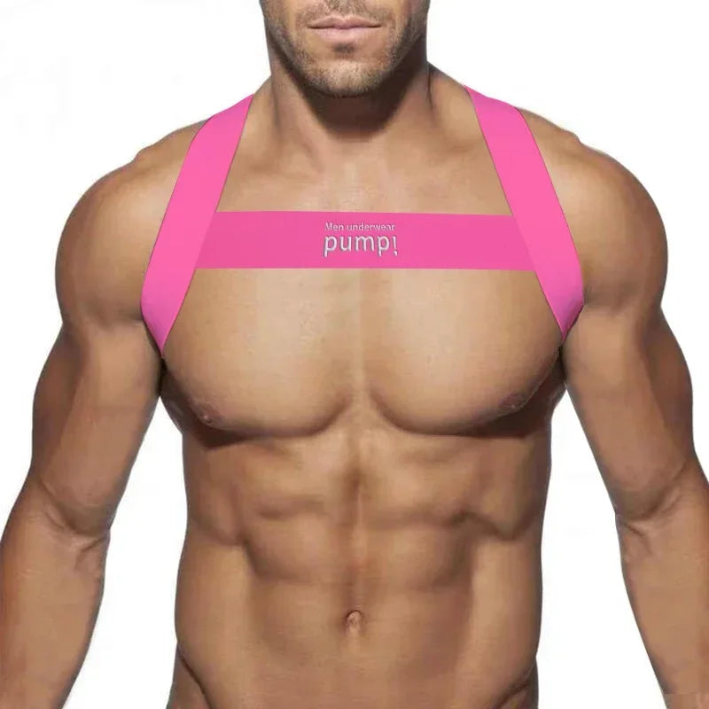 Chest Straps Men's Sexy Elastic Breast Belt Chest Bondage Muscle High Stretch Shoulder Straps Sports Fitness Club Party Costume