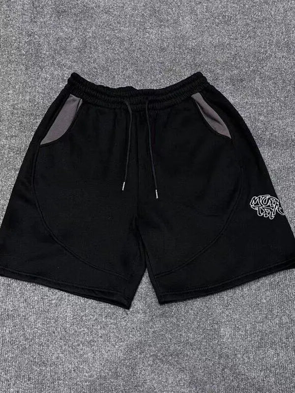 Mertra American Street Style Embroidered Logo Men's And Women's Loose Straight Leg Short Pants Casual Summer Color Block Shorts