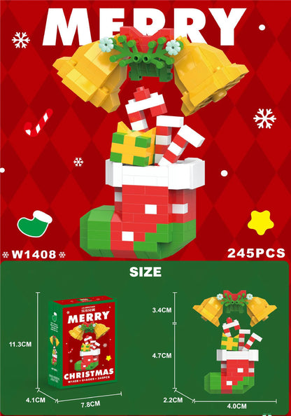 Christmas Building Block Santa Claus Snowman Elk Tree Micro Brick Puzzle Assembly Model Home Decoration Xmas Party Gift Kid Toy
