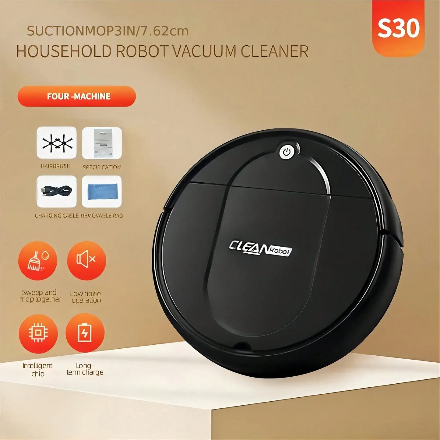 2-in-1 Robot Vacuum and Mop Combo, Wet & Dry Cleaning, Multiple Modes, Perfect for Pet Hair, Debris, Hard Floors, and Low-Pile Carpets
