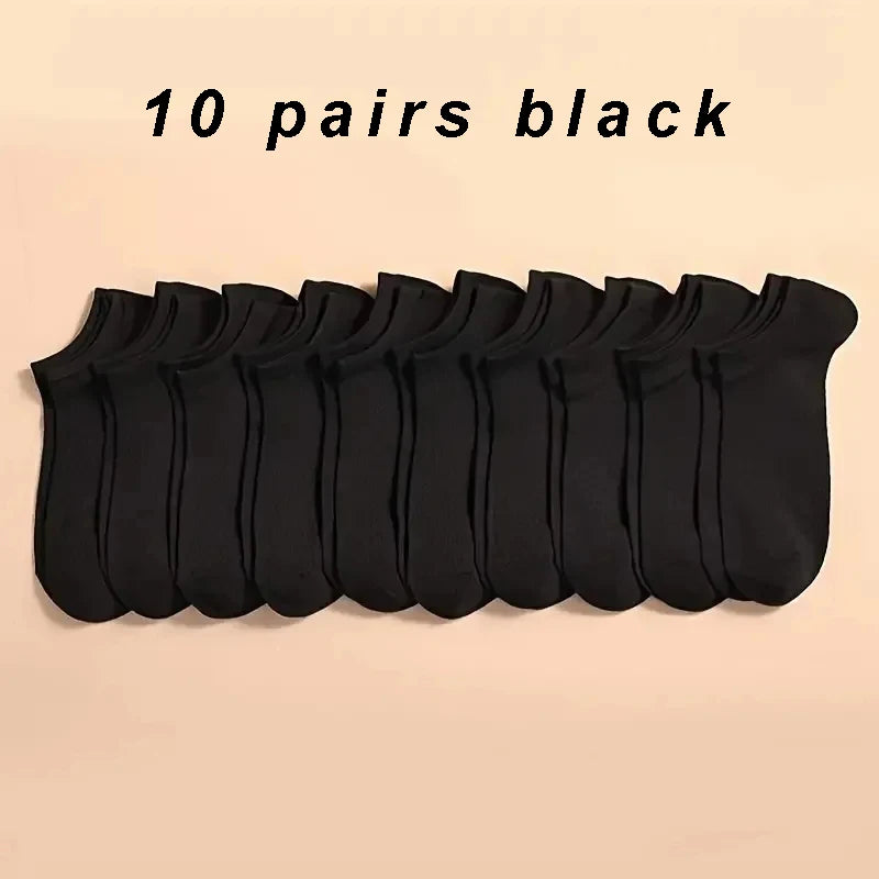 20/10/5 Pairs  Women/Men Boat Socks Black White Grey Cotton Summer No-show Ankle Socks Solid Color Casual Breathable