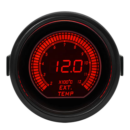 % 52mm Digital Display Red & Blue Car Racing Meter Turbo Boost Gauge PSI Water /Oil Temp Oil Pressure Gauge Voltmeter Tachometer