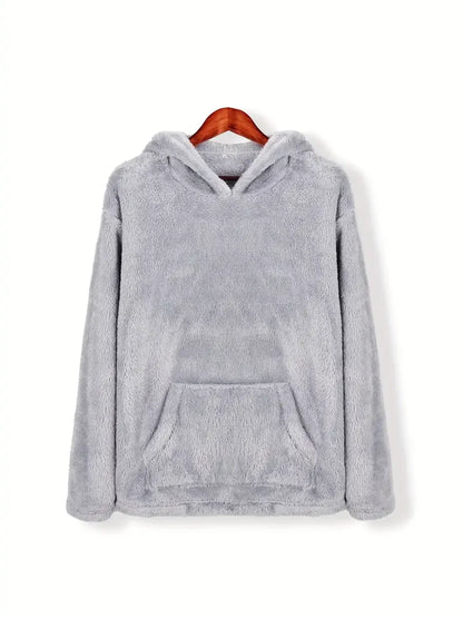 Men's Double-Sided Velvet Hooded Sweatshirt, Autumn and Winter Warm Pullover, Loose Casual Teddy Velvet Jacket, Men's Wholesale
