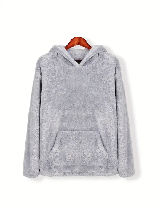 Men's Double-Sided Velvet Hooded Sweatshirt, Autumn and Winter Warm Pullover, Loose Casual Teddy Velvet Jacket, Men's Wholesale