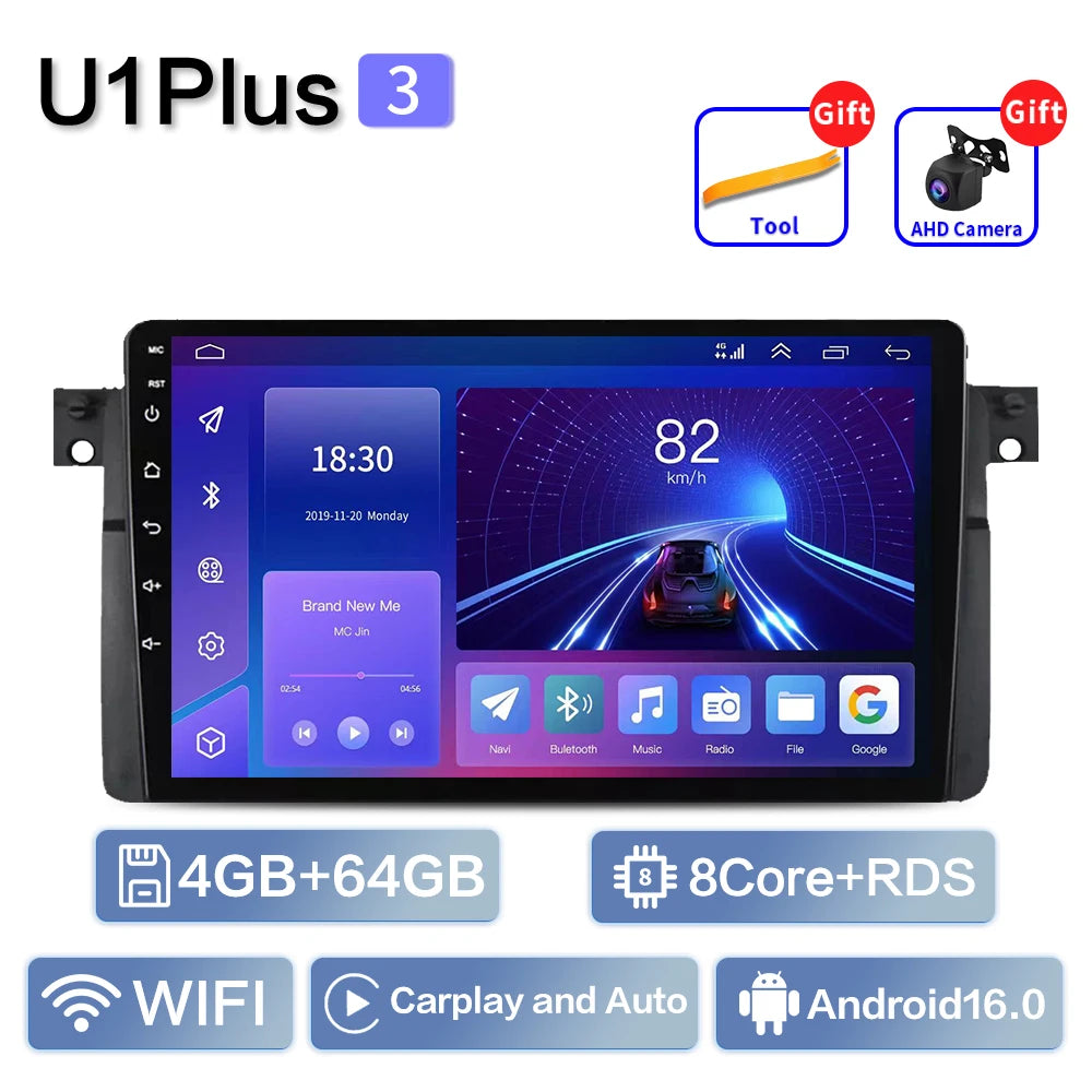 Android 16 Carplay Auto For BMW E46 M3 1998-2006 Car Radio Multimedia Video Player 2Din 4G+WIFI GPS Navigation Head Unit Stereo