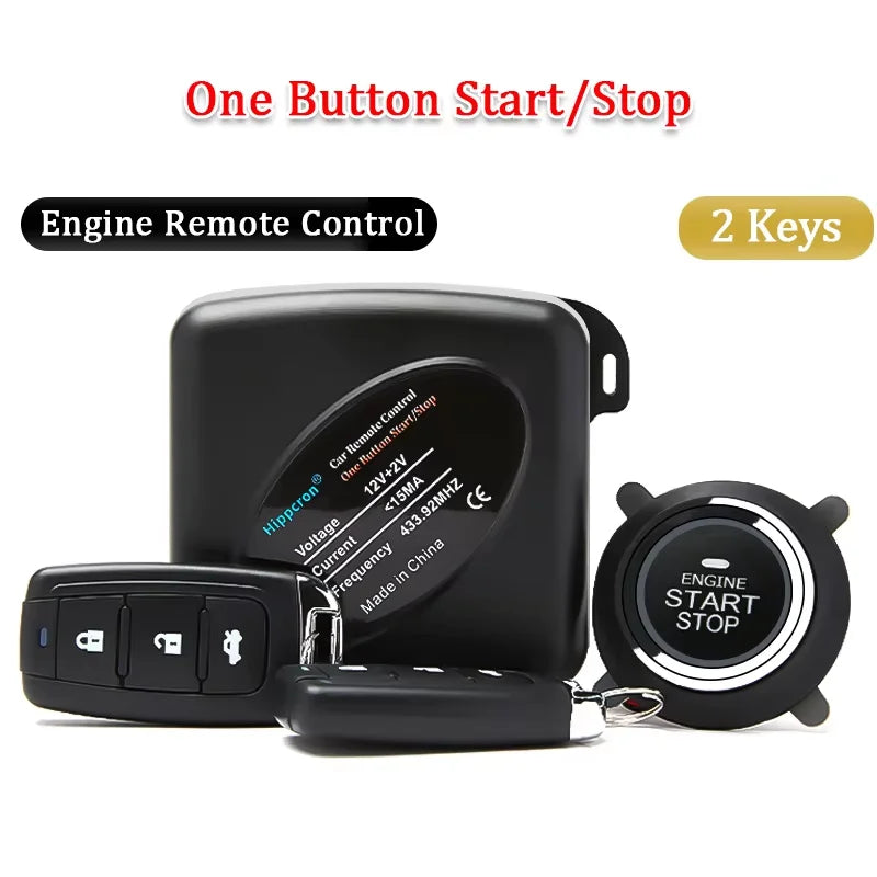 HIPPCRON PKE Car Keyless Entry Engine Start Car Alarm Remote Control Alarm System Push Button Remote Starter Stop Auto Universal