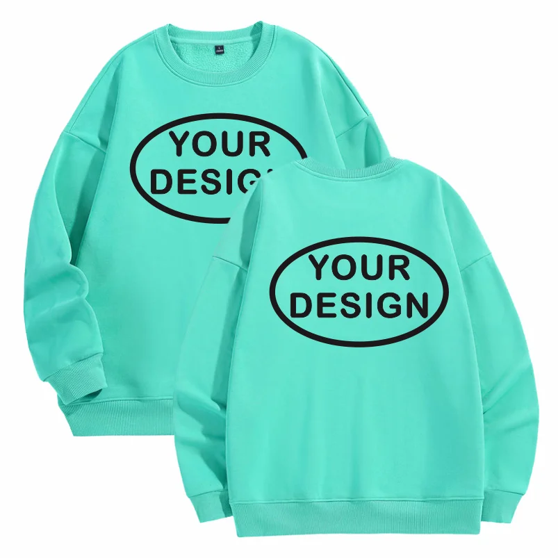 Customized Thick Winter Loose Sports Shirt With Printed Embroidery LOGO Round Neck Hoodie Personal Company Work Uniform