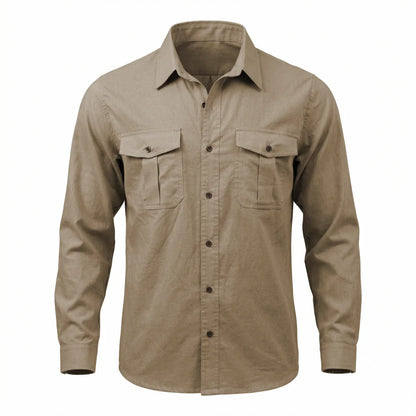 Comfortable Men's Shirt Loungewear Thin Lightweight Cotton Long Sleeve Top Shirts Solid Color Casual Business Chest Pocket Male