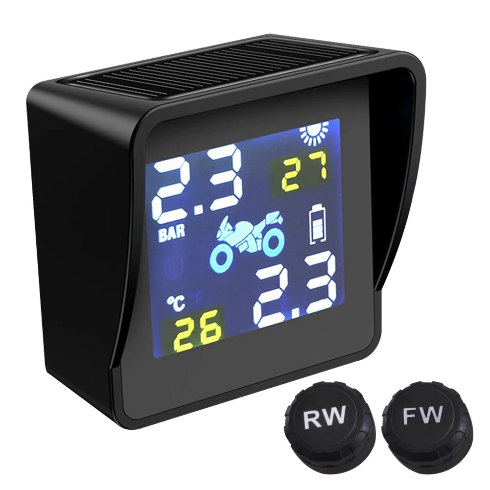 High-precision Solar TPMS Tire Pressure Tyre Temperature Monitoring Alarm System Wireless Motorcycle Replacement Parts