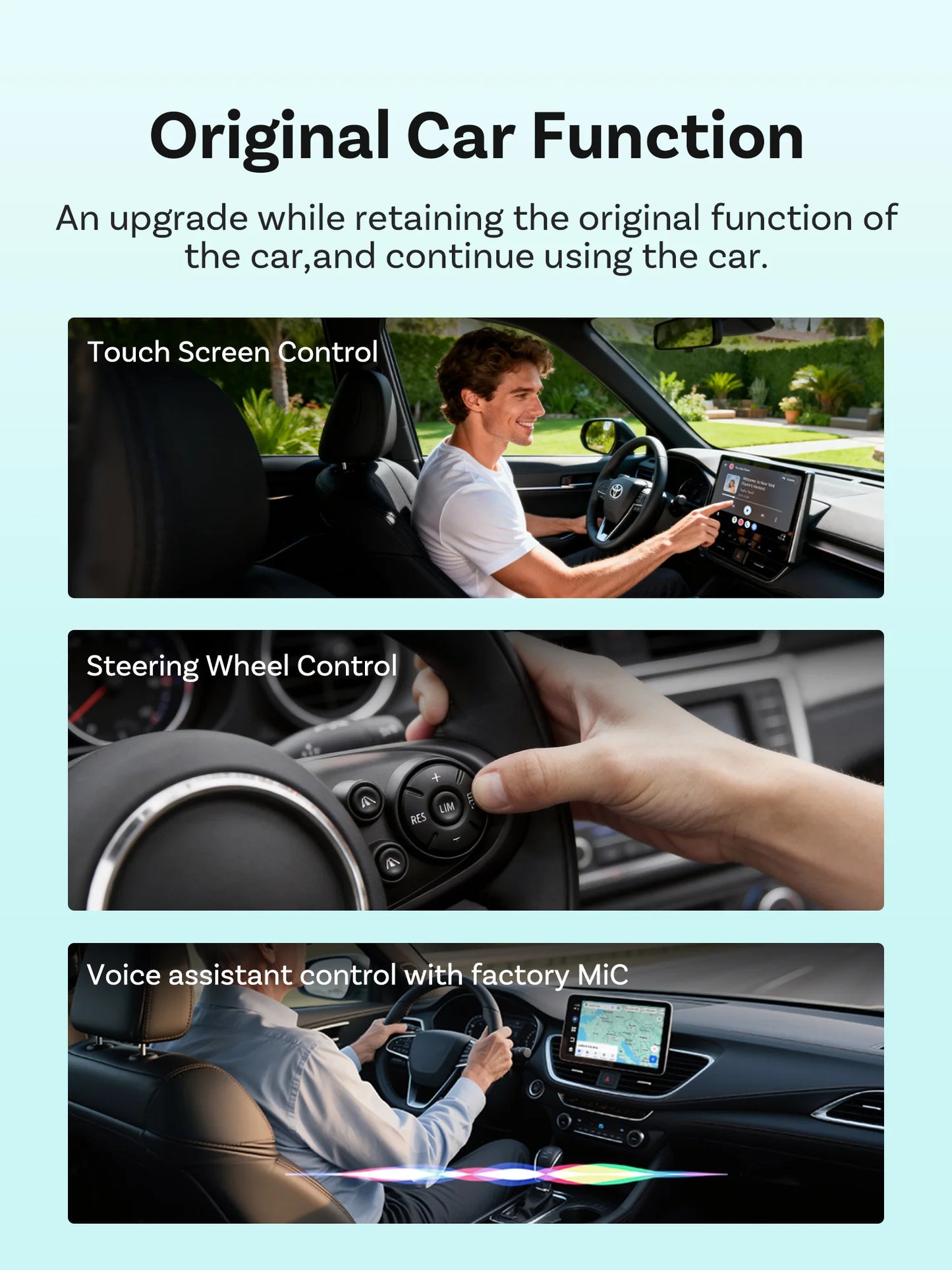 Ottocast Mini Air Wireless CarPlay Android Auto AirPlay Adapter 3 in 1 Plug and Play Wireless Mirroring For Youtube Tiktok IPTV