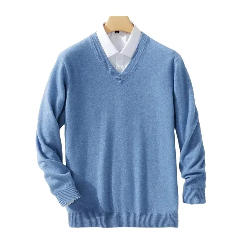 Men's Wool Cashmere Sweater O-Neck Pullovers Knitted Sweaters Autumn Winter Long Sleeve High-End Jumpers Tops Knitwear Male 3XL