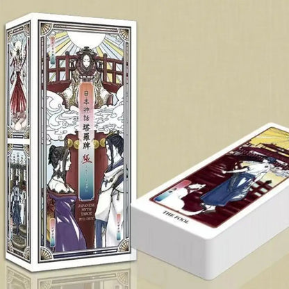 Japanese Myth Tarot Deck Cards Read Future Tarot Deck Card Game 78 Pcs Cards with Velvet Tarot Bag for Beginners 12.5*6cm