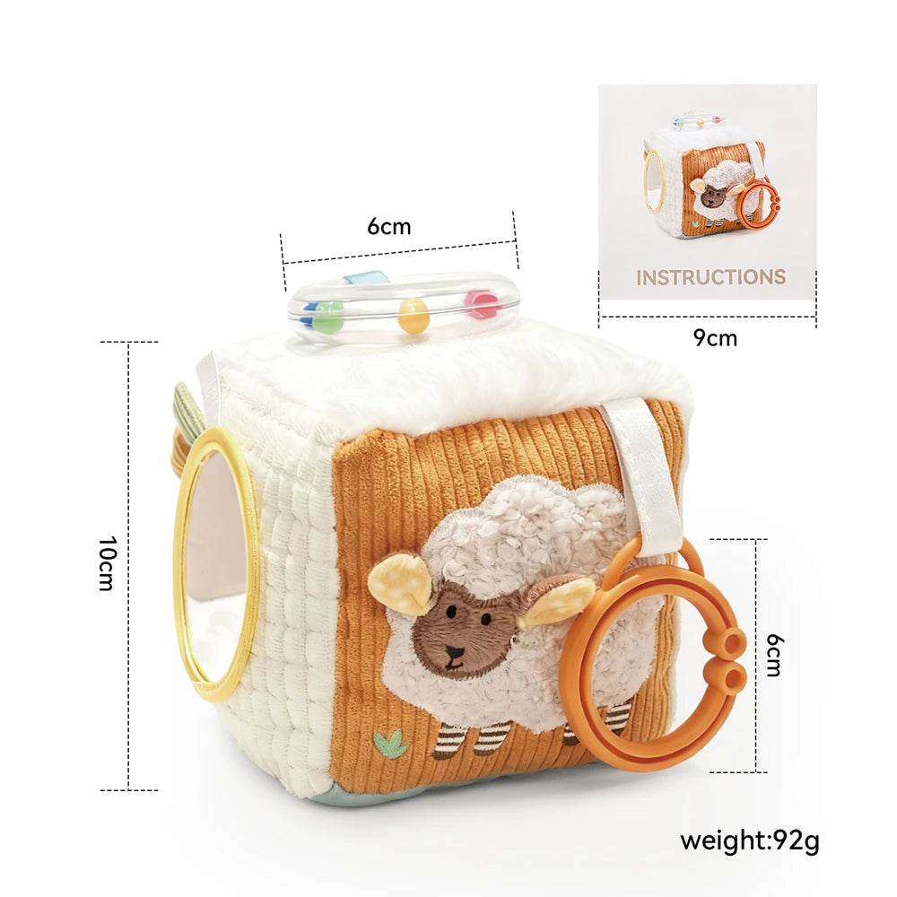 Soft Baby Tissue Box Cloth Book Security Blanket Plush Cube Crinkle Sounds Sensory Toy Mirror Fine Motor Skills 9 Styles Toys