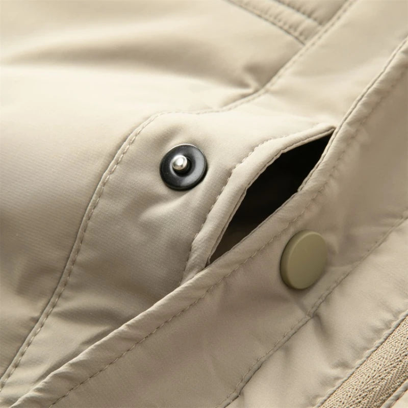 Men's 100% Wool-Filled Turn-Down Collar Cotton Jacket - Light Khaki (Black/Navy) M-3XL | Autumn Winter New Thickened Warm