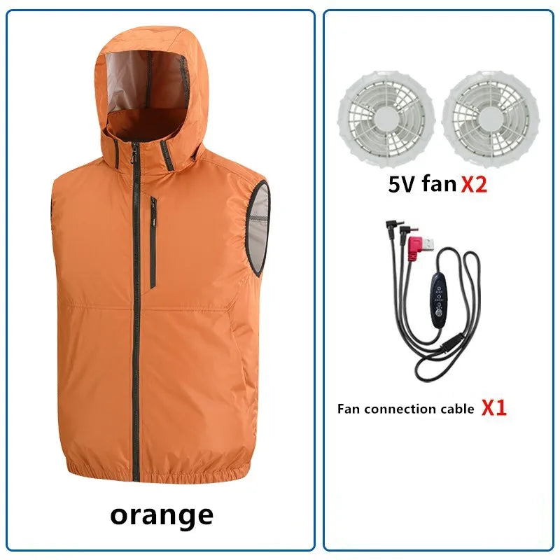 New Heatstroke Prevention And Cooling Sleeveless Coat Outdoor Fishing Construction Site Work With Fan Vest(Excluding Power Bank)