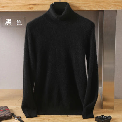 Men's Turtleneck 100% Mink Cashmere Sweater Men 2025 Autumn and Winter Large Size Loose Knitted Sweater Keep Warm Top Men Jumper