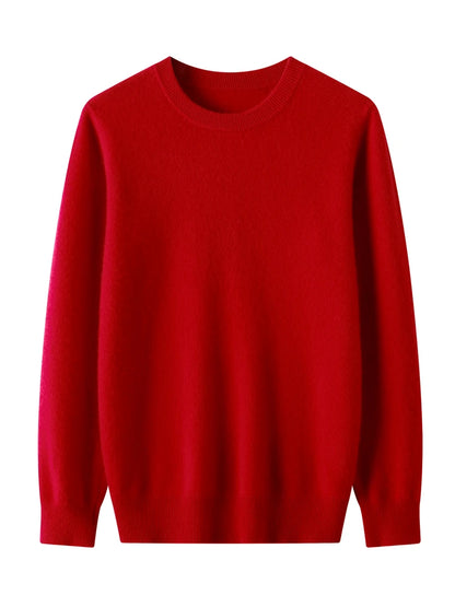 Autumn Winter Men O-neck 100% Merino Wool Pullover Cashmere Sweater Basic Casual Bottom Business Knitwear Soft Warm Clothing