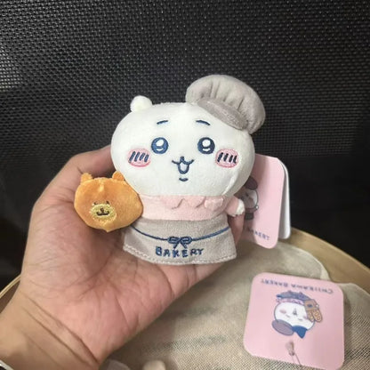 Jhiikawas Bakery Chef Series Plush Keychain Cute Usagi Hachiware Jiikawa with Bread Kawaii Anime Bag Charm for Fans