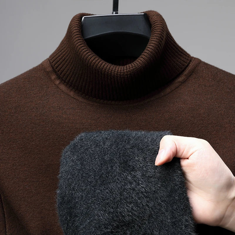 Luxury brand high-quality fashionable versatile high necked knitted sweater with cashmere base sweater