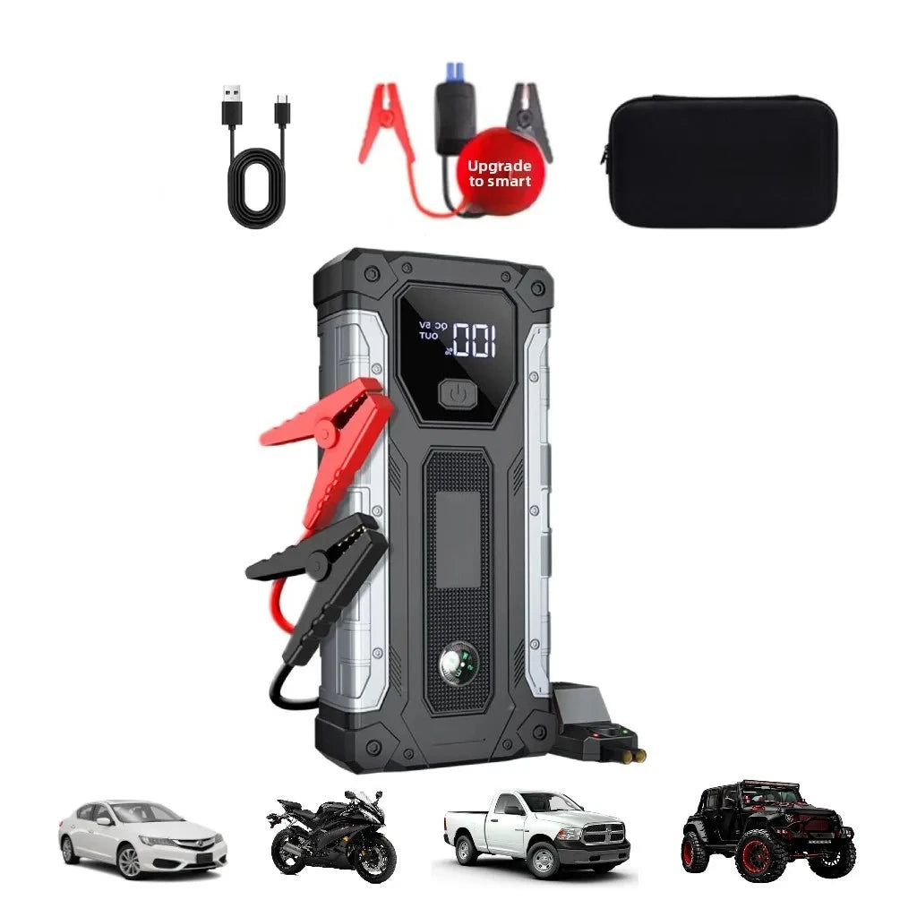 QIKUI portable jump starter car battery, 8000mAh 12V Petrol Diesel Car booster batterie voiture, rechargeable lighting 3 in 1
