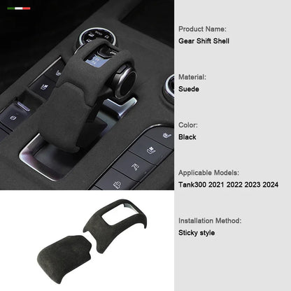 TOP Suede Car Interior Panel Trim Decoration For Great Wall WEY Tank 300 2021 2022 2023 Gear Shift Cover Modification Accessory