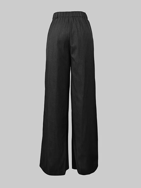 Modigirl Trendy Women's Suit Pants Autumn Spring Loose Wide Leg Asymmetric Solid Color Split-Joint High Waisted Formal Trousers
