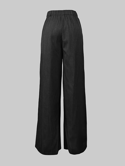 Modigirl Trendy Women's Suit Pants Autumn Spring Loose Wide Leg Asymmetric Solid Color Split-Joint High Waisted Formal Trousers