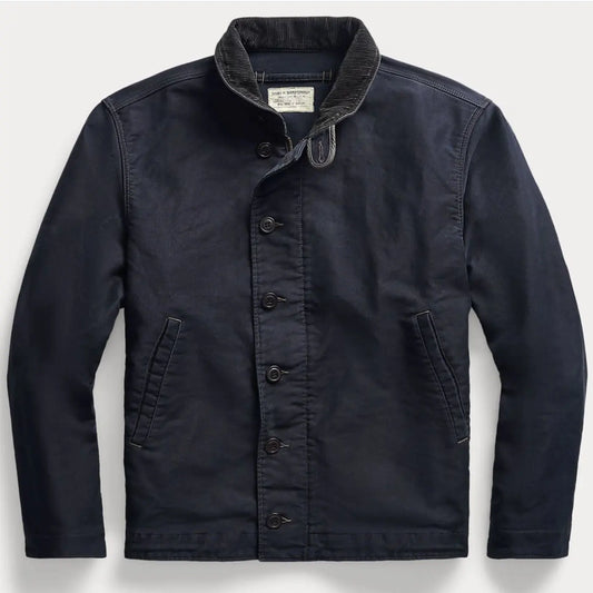 Classic N1 American Retro Naval Officer's Deck Jacket Coat Double RL Worn-In Look Corduroy Collar Men's Cotton Outdoor Wear