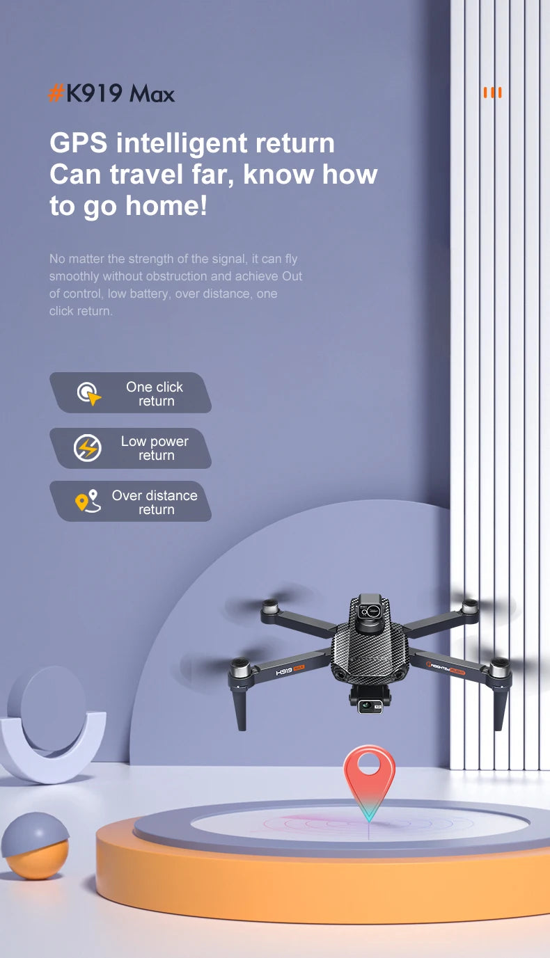 New K919 MAX Drone 8K GPS Professional HD 3-axis Gimbal Aerial Screen Remote Control Aircraft 5G HD Dual Camera Security drone