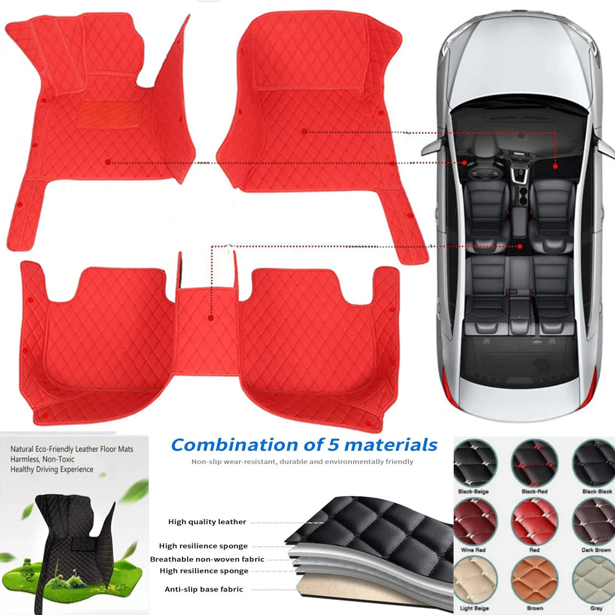 3D PU-leather Waterproof Custom Car Floor Mats For Toyota RAV4 2005-2025 Years Auto Carpets Coche Accessorie Liners