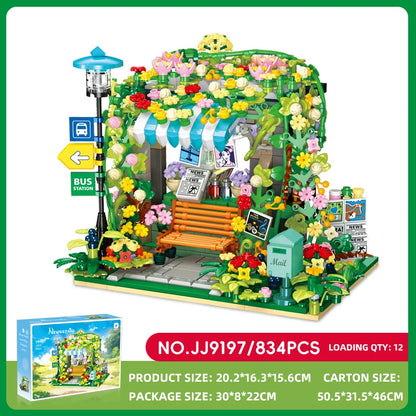 JJ9197 Street Scene MOC Building Blocks City Pavilion Model DIY Architecture STEM Educational Toy Girl Birthday Christmas Gift