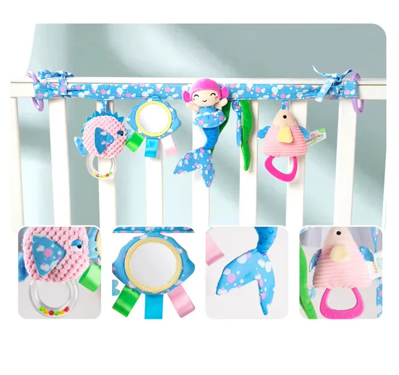 Sensory Baby Plush Rattle Toys Stroller Musical Mobile Hanging Toys Baby Rattles Mobiles Babies Newborns Games Toy 0 6 12 Months