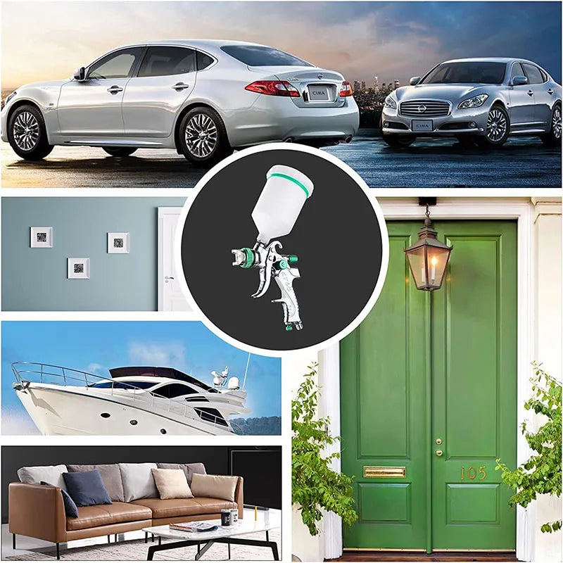 HVLP Professional Spray Gun 1.4/1.7/2.0/2.5mm Steel Nozzle Gravity Spray Gun Portable Car Paint Spray Gun DIY Spray Paint Kit