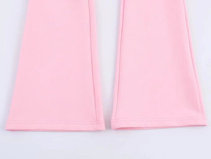 KONDALA Fall Women Elegant Pant Set Simple O-Neck Zipper Jacket, Slim Drawstring Flared Pants 2025 Spring Autumn Casual Lady Set