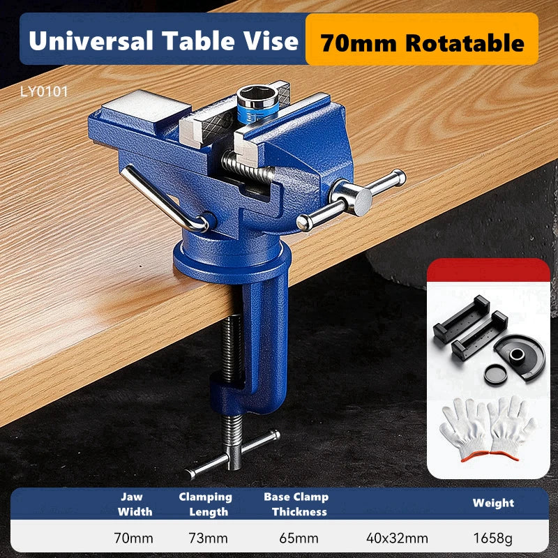 Universal Table Vise Multi-functional Portable 360° Swivel Base Clamp On Vice/Table Vise For Woodworking, Cutting Conduit, Drill