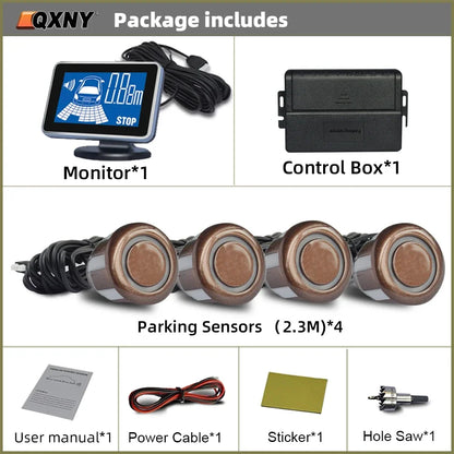 4 Parking Sensors System Backup Radar Reverse  for Car  Auto Vehicle Garage Parktronic Kit Distance Detection Buzzer Warn
